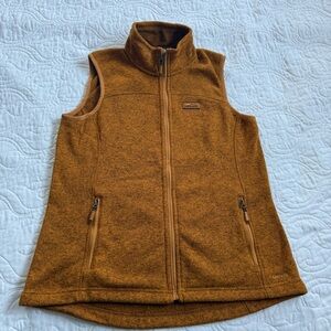 ORVIS Full Zip Sweater Vest Orange‎ Zip Pockets Recycled Poly Men’s Medium NWOT